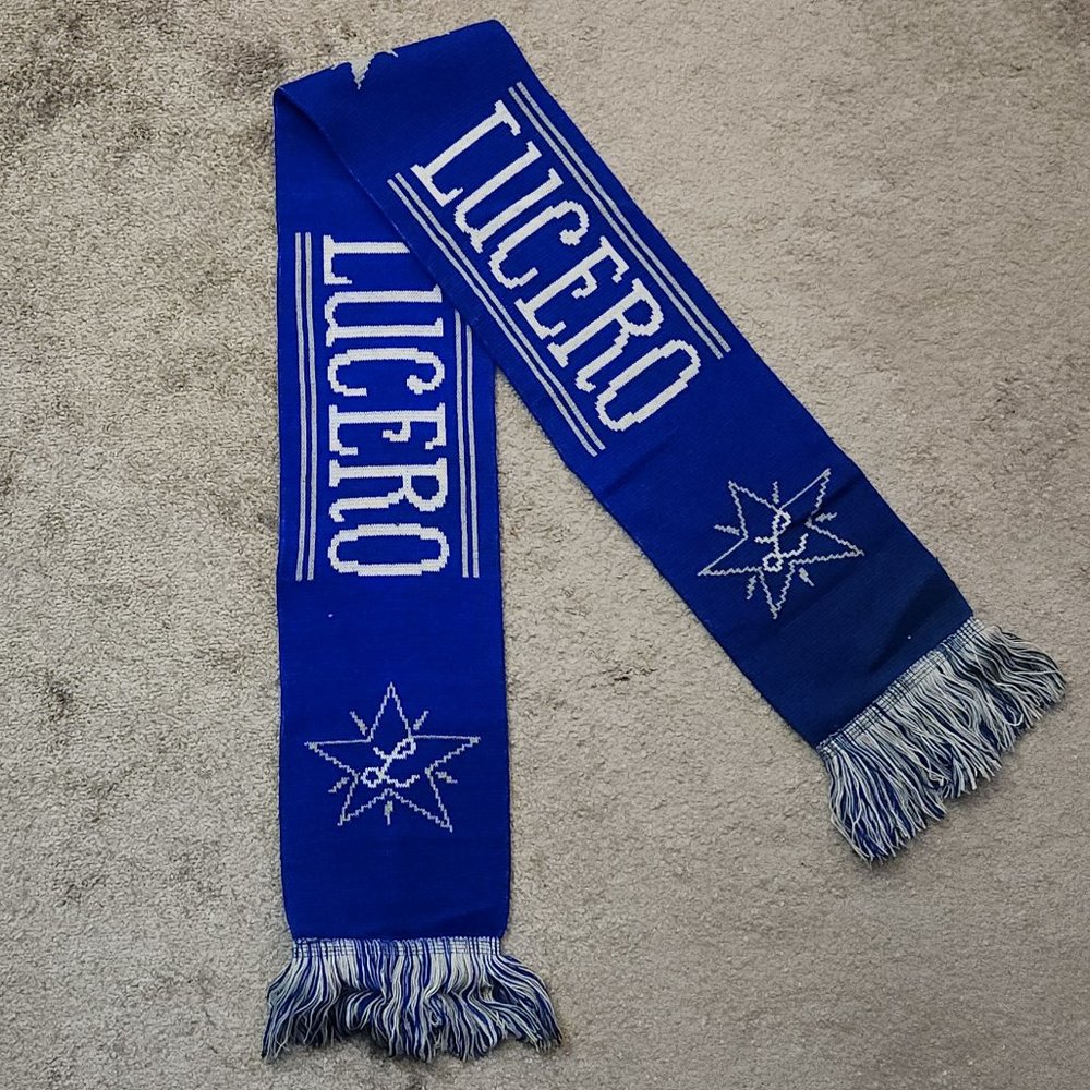 Lucero Soccer Scarf, Blue and White Lucero Scarf, Lucero 2015 Tour Merchandise